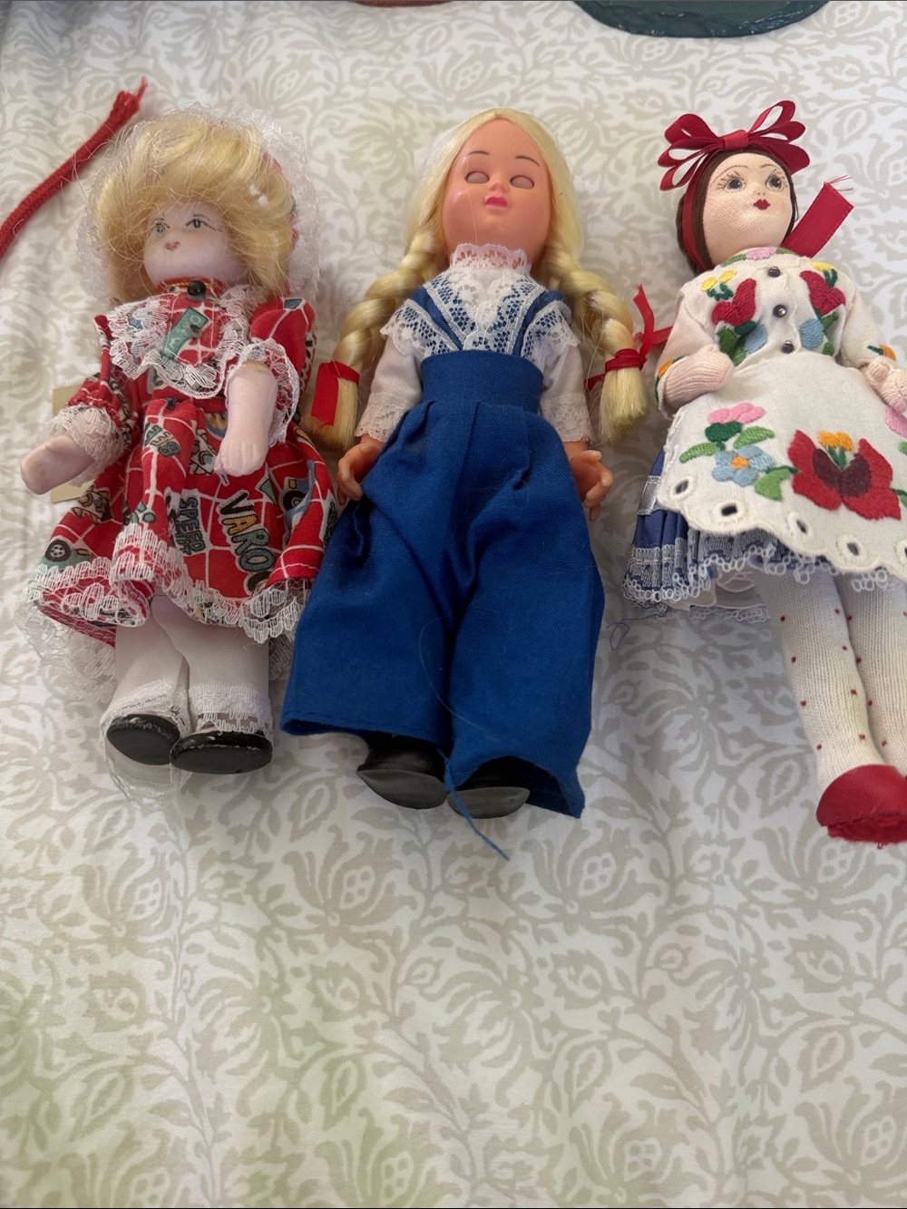 Classic Blue-Red Textile Dolls Set - Vintage Style Kids Toys